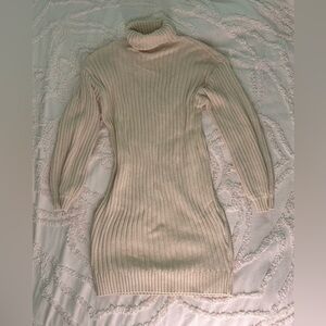 Fashion Nova Cream Turtleneck Sweater Dress